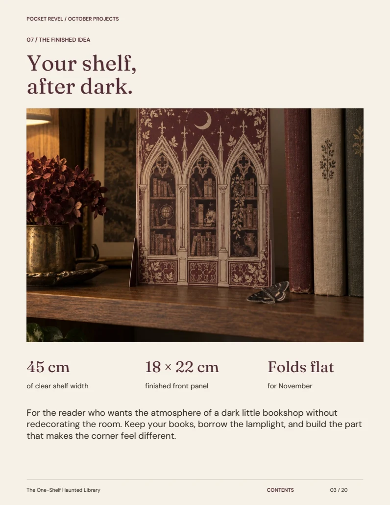 A page from the guide: Keep the books. Add the atmosphere.