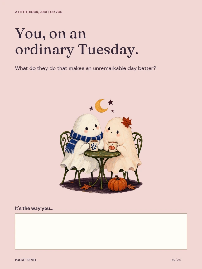 A page from the guide: Tell them about Tuesday.
